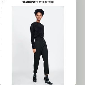 Zara TRF Collection Black Button-up Pant
